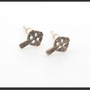 Sterling silver Celtic Cross stud earrings marked 925